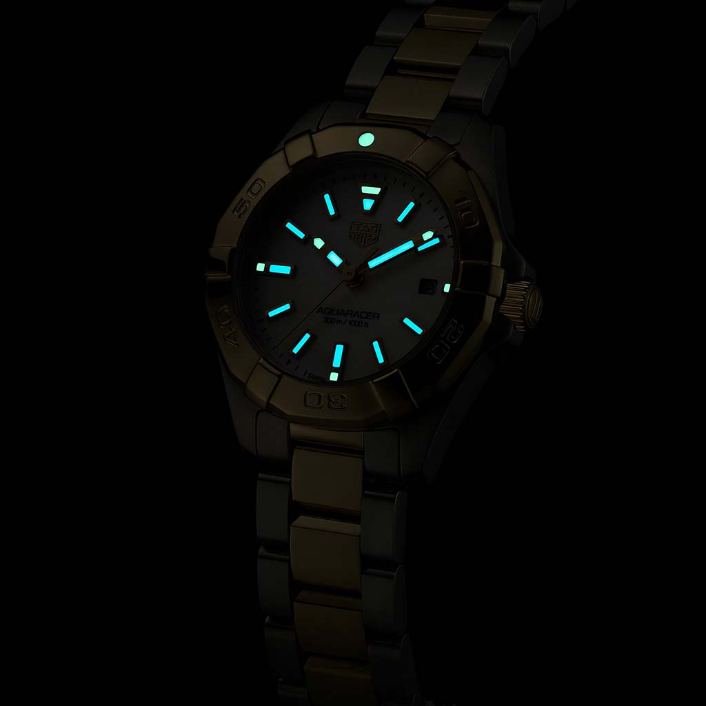 Aquaracer 2-Tone Steel & Gold Mother of Pearl 27mm Steel Ladies Watch