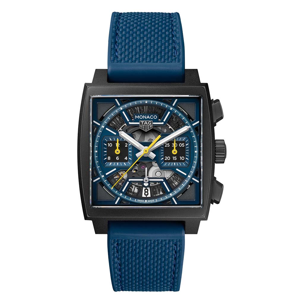 Monaco Chronograph Blue Skeleton 39mm Titanium Mens Watch