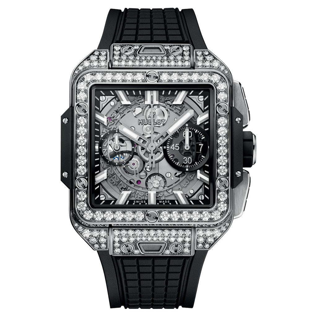 Hublot Square Bang Unico Titanium Pave 42mm Titanium Mens Watch