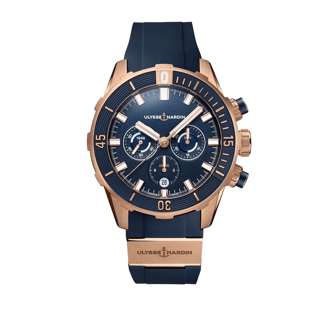 Ulysse Nardin Diver Chronograph 44mm Rose Gold Mens Watch