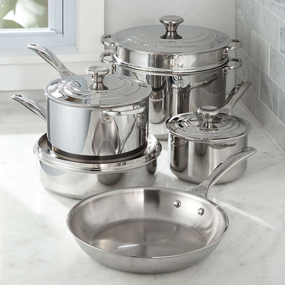 LE CREUSET 10 PC STAINLESS STEEL COOKWARE SET