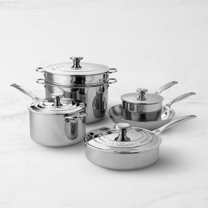 LE CREUSET 10 PC STAINLESS STEEL COOKWARE SET
