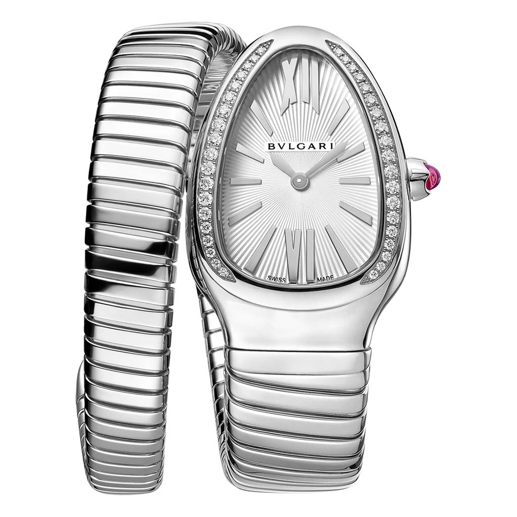 Serpenti Tubogas Silver Dial 35mm Steel Ladies Watch