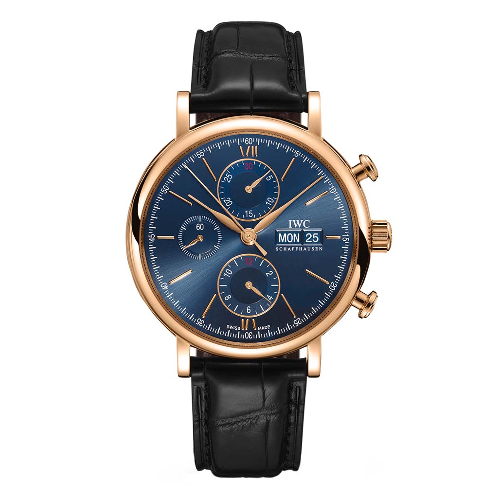 Portofino Chronograph Rose Gold Blue Dial 42mm Rose Gold Mens Watch