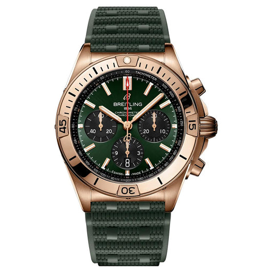Breitling Chronomat B01 42 Green 42mm Rose Gold Mens Watch